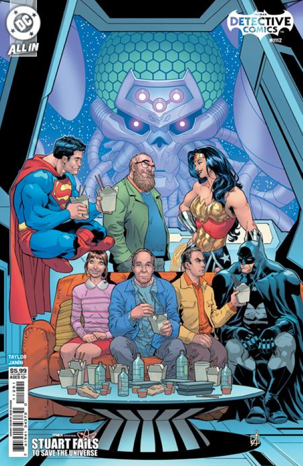 DETECTIVE COMICS #1112 CVR E SEAN IZAAKSE STUART FAILS TO SAVE THE UNIVERSE CARD STOCK VAR (8/26/2026)