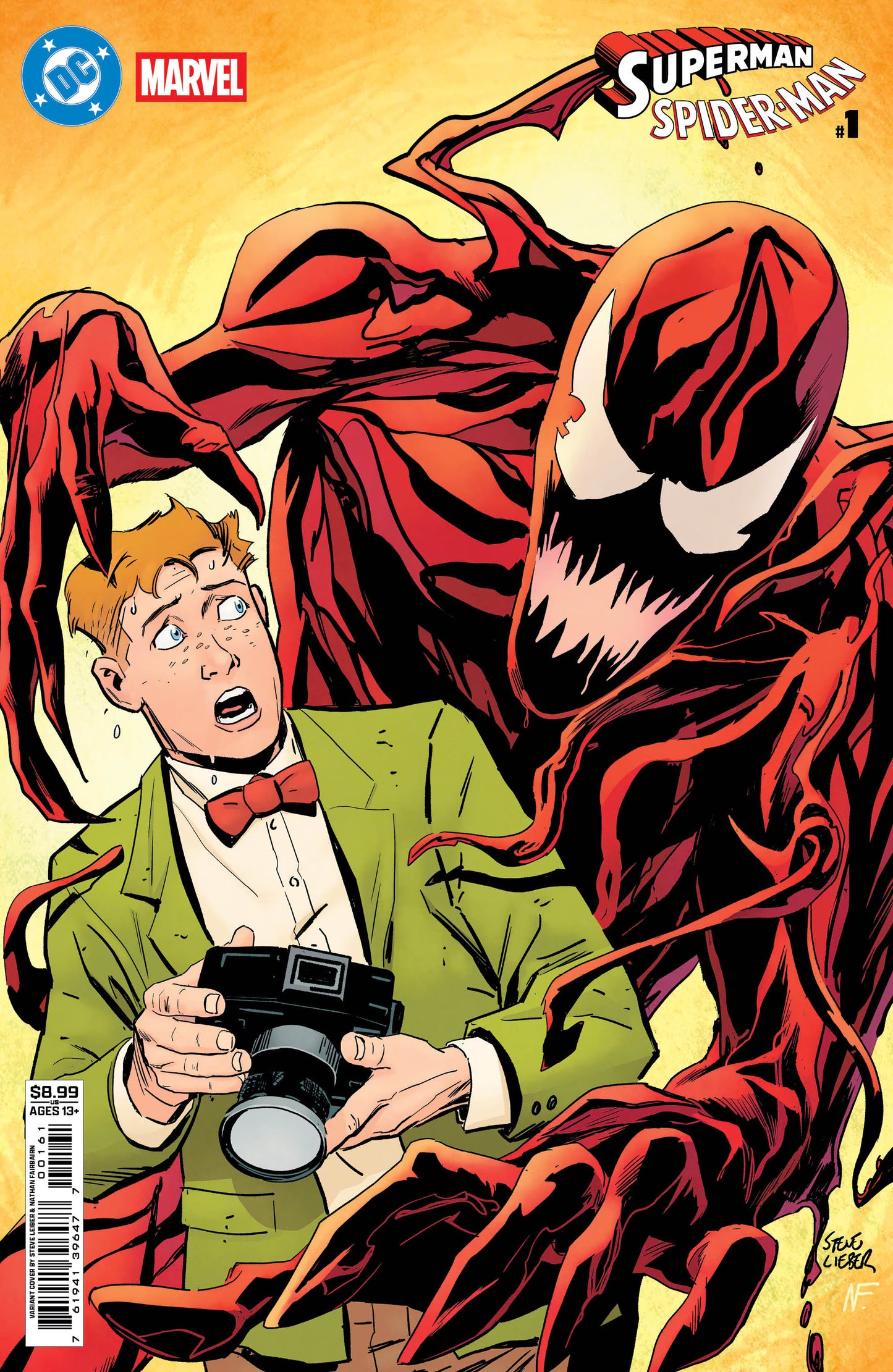 DC MARVEL SUPERMAN SPIDER-MAN #1 (ONE SHOT) CVR F STEVE LIEBER JIMMY OLSEN & CARNAGE CARD STOCK VAR (3/25/2026)
